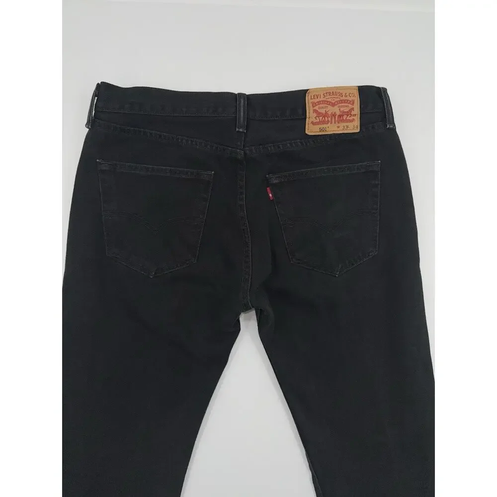 LEVIS 501 Original Fit Straight Leg Button Fly Mens Cotton Jeans Black 33x34